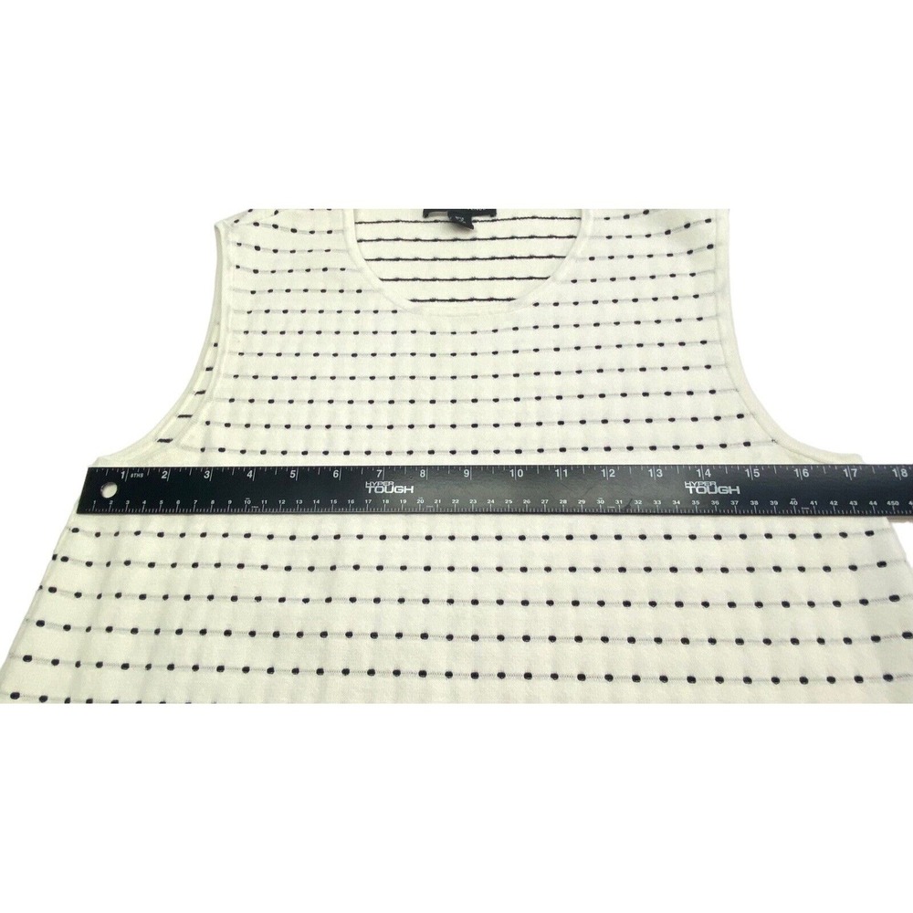 SAKS FIFTH AVENUE Women Dots Strips Sleeveless Midi Dress Sz L White Casual H-7 - Picture 3 of 7